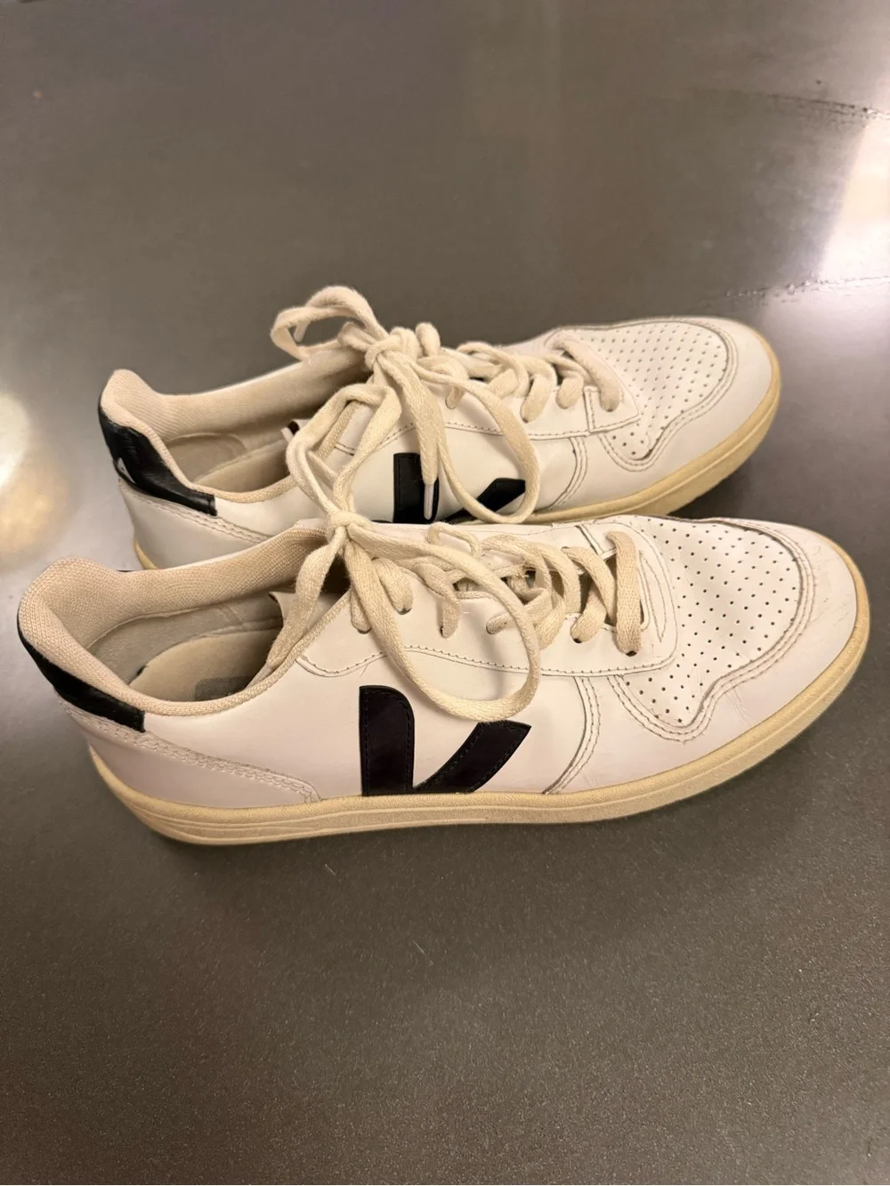 Veja White Sneakers with Black V Logo
